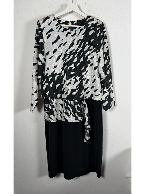 Pellini By Von Bramlett Dresses & Skirts - Vintage Pellini By Von Bramlett Black & White Abstract Print Long Sleeve Dress